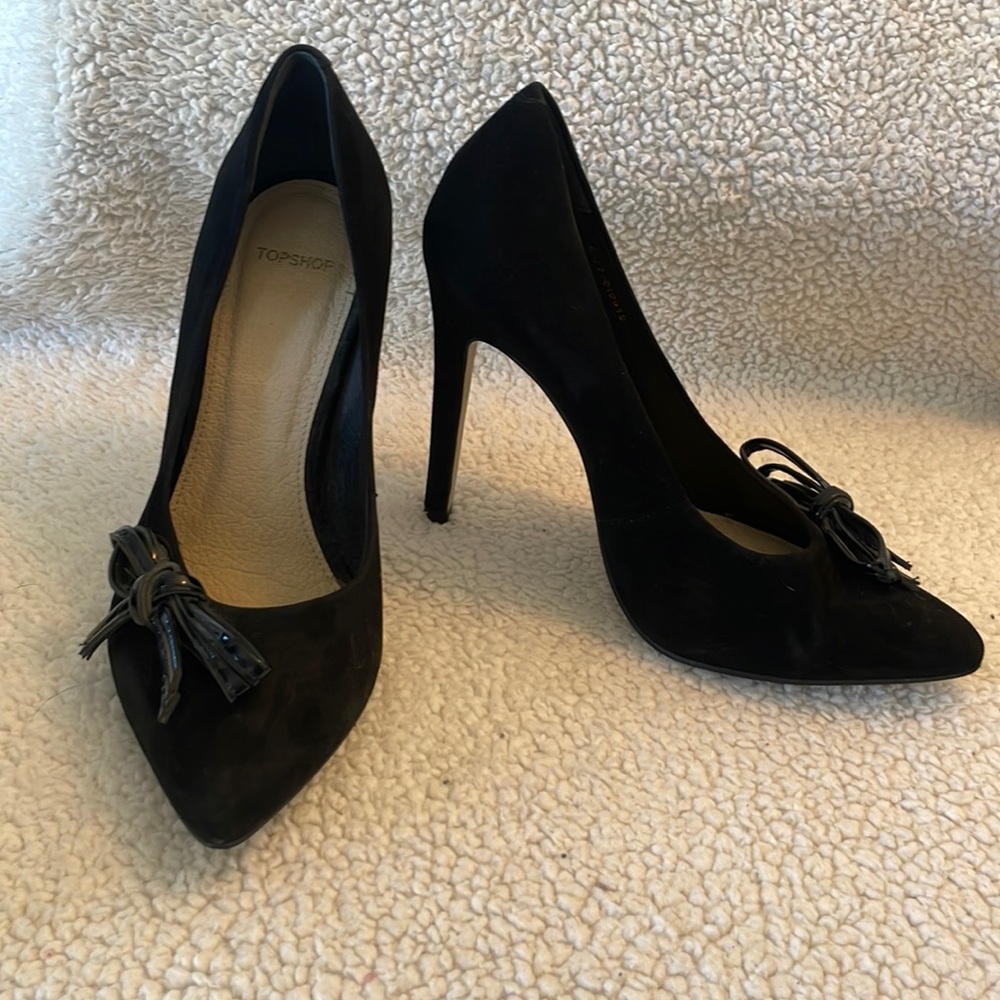 Top Shop suede heels with bow detail